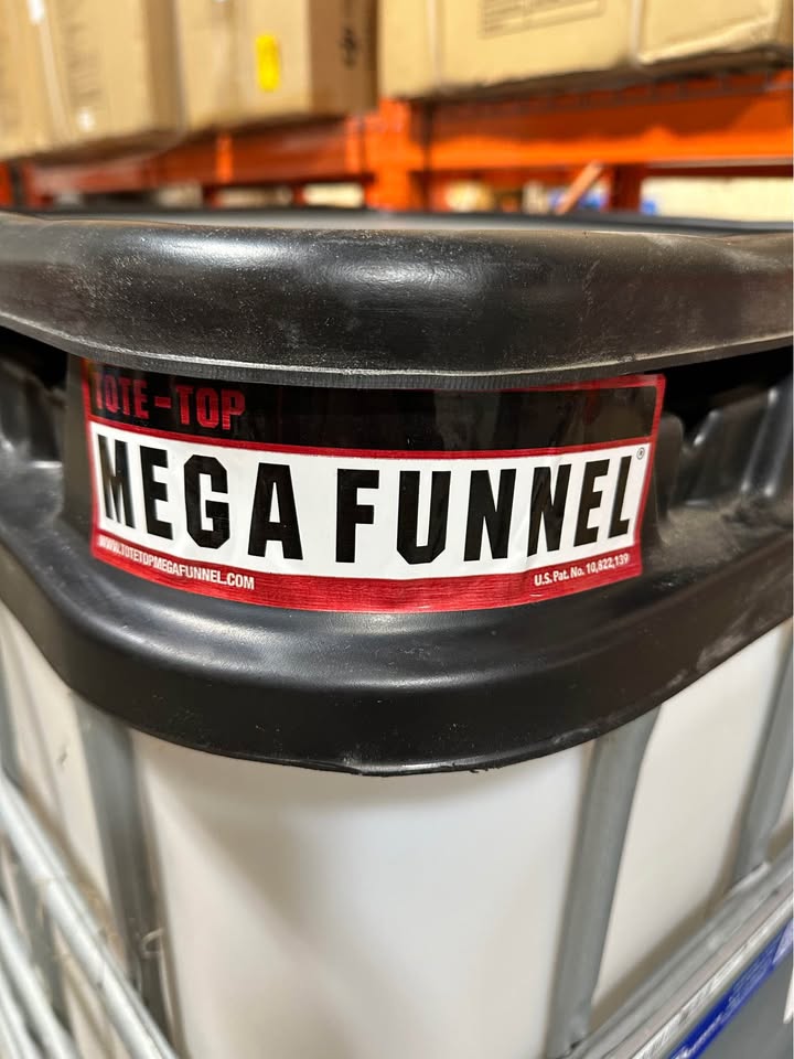 2025 Tote-Top Mega Funnel for Oils, Filters, Shop Use